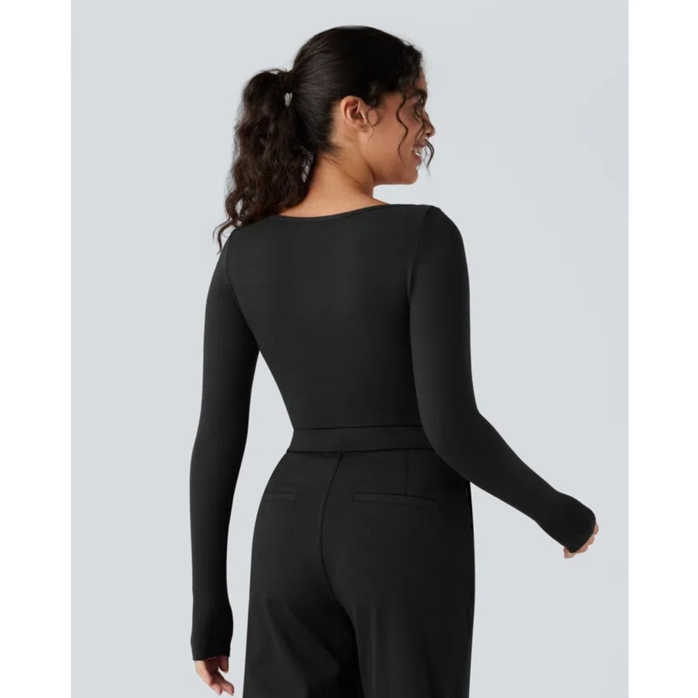 Halara Scoop Neck Long Sleeve Work Warming T-Shirt NEW XS Basic Heatcore Fleece‎ - Picture 3 of 16